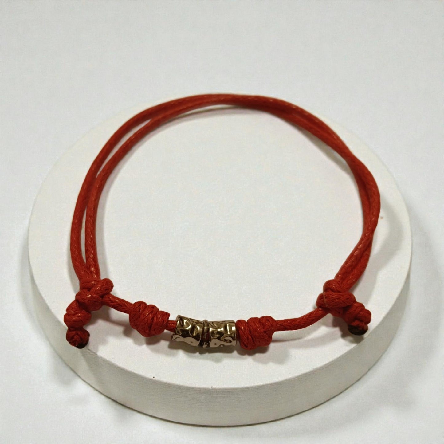 Bracciale cordino e 2 granelli acciaio inossidabile