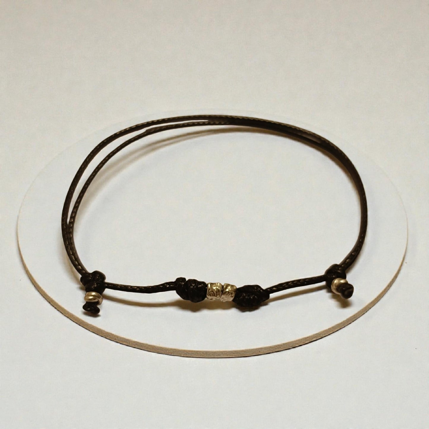 Bracciale cordino 2 granelli argento 925