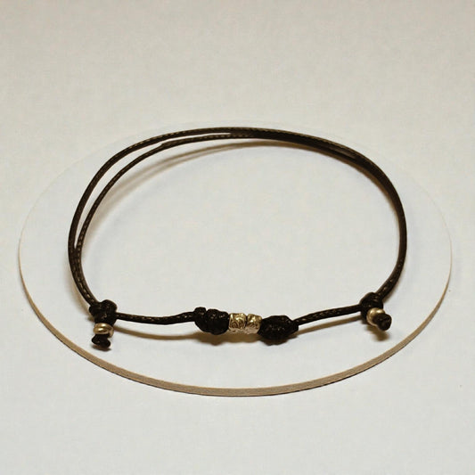 Bracciale cordino 2 granelli argento 925