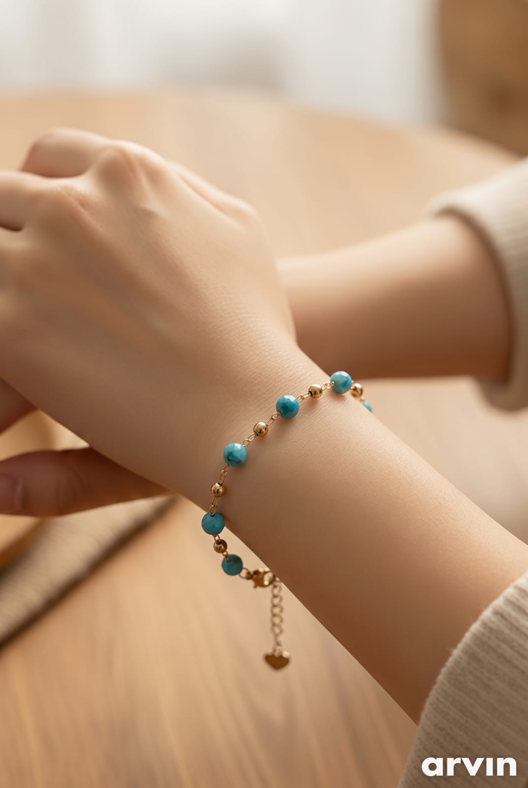 Bracciale catena e sfere turchesi