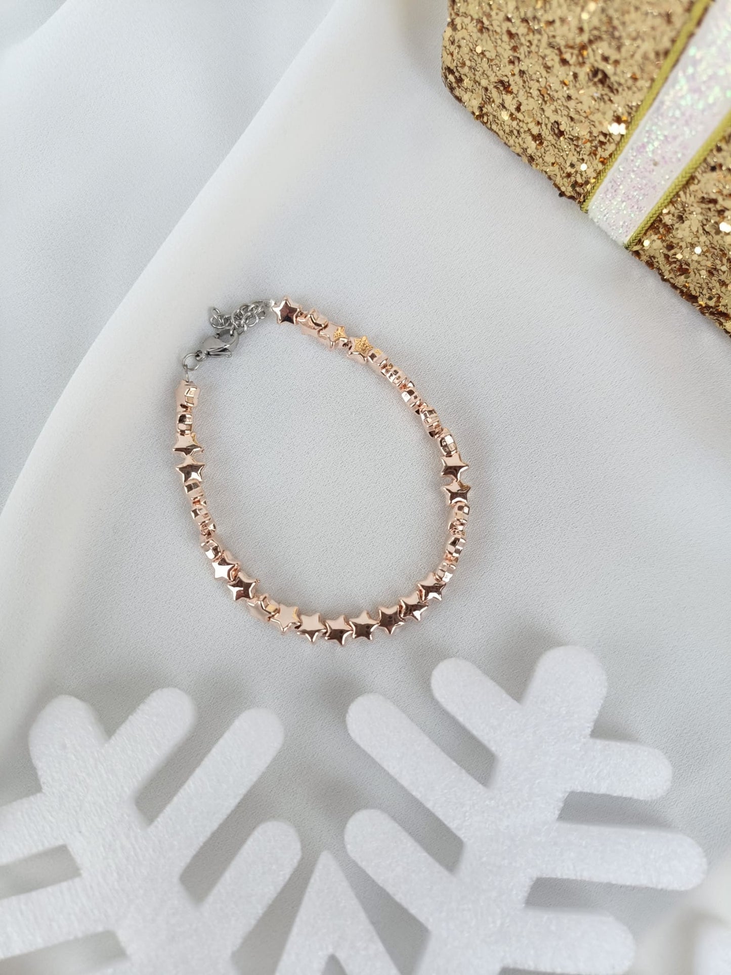 Bracciali stelle ematite oro rosa e argento