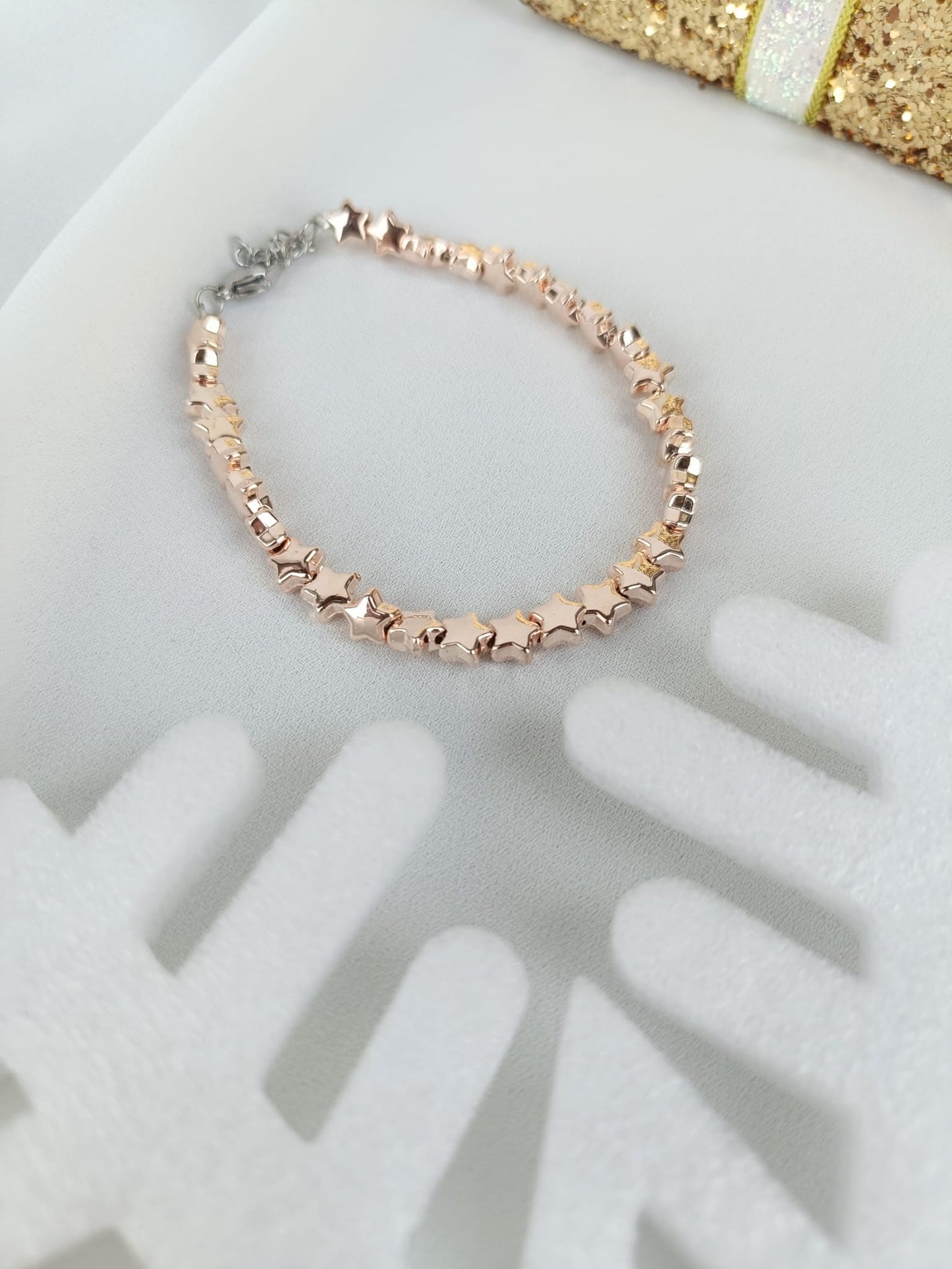 Bracciali stelle ematite oro rosa e argento