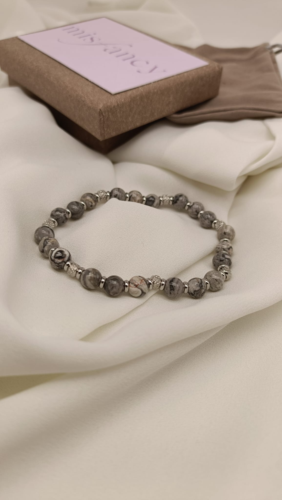 Bracciale pietra Jasper grigia