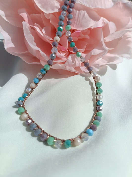 Collana cristalli verde grigio